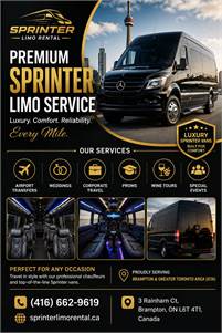 Mercedes-Benz Sprinter Limo Van Rental with Chauffeur – Brampton, ON